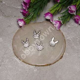 Кабошон флоризель Зайка пластик 16x11 мм (цв. серебро) 1 шт.