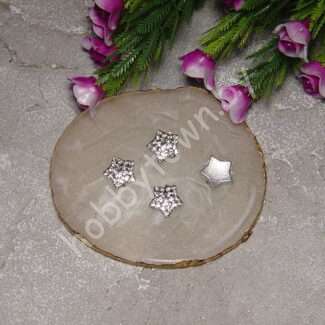 Кабошон флоризель Звёздочка пластик 15x15 мм (цв. серебро) 1 шт.