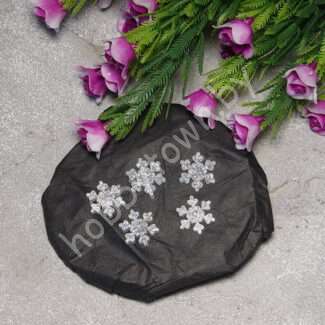 Кабошон "Снежинка" 16 мм (цв. прозрачный с блёстками) 1 шт.