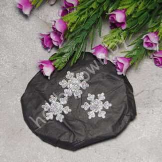 Кабошон "Снежинка" 26 мм (цв. прозрачный с блёстками) 1 шт.