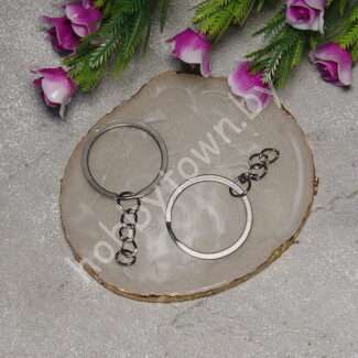 Кольцо металлическое для брелока с цепочкой Ø 30 мм (цв. тёмное серебро) 1 шт.