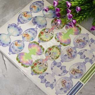 Кожзам - шаблон для бантиков с блестками Холодное сердце лист А4