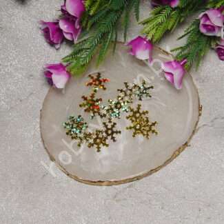 Пайетки фигурные Снежинки 12 мм (цв. золото голография) 5 гр.