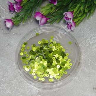 Пайетки круглые 4 мм (цв. фисташковый 1611) 5 гр.