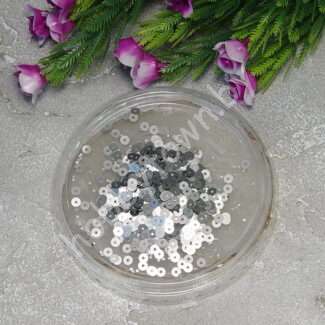 Пайетки круглые 4 мм (цв. тёмное серебро 1502) 5 гр.