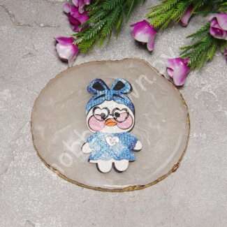 Патч сборный "Уточка в солохе" 55 мм (цв. клетка голубая) 1 шт.