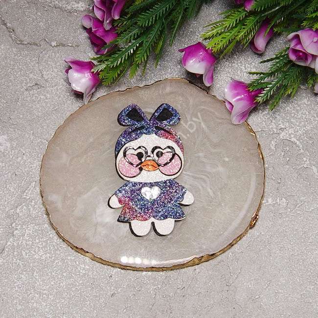 Патч сборный "Уточка в солохе" 55 мм (цв. клетка синяя) 1 шт.