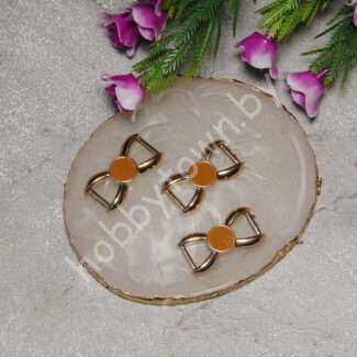 Пряжка декоративная "Бантик" 30x15 мм (цв.золото/коричневый) 1 шт.