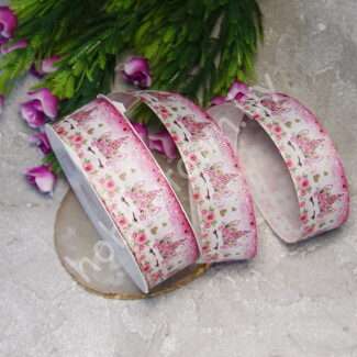 Лента репсовая с рисунком Единорожка, 25 мм, 1 м