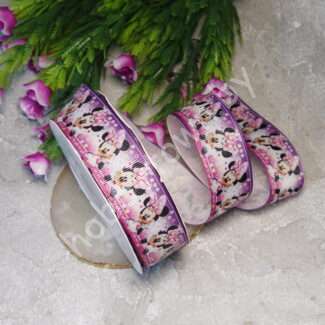 Лента репсовая с рисунком Минни, 25 мм, 1 м