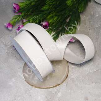 Лента вельвет/атлас 25 мм (цв. белый 01) 1 метр