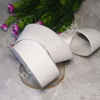 Лента вельвет/атлас 38 мм (цв. белый 01) 1 метр